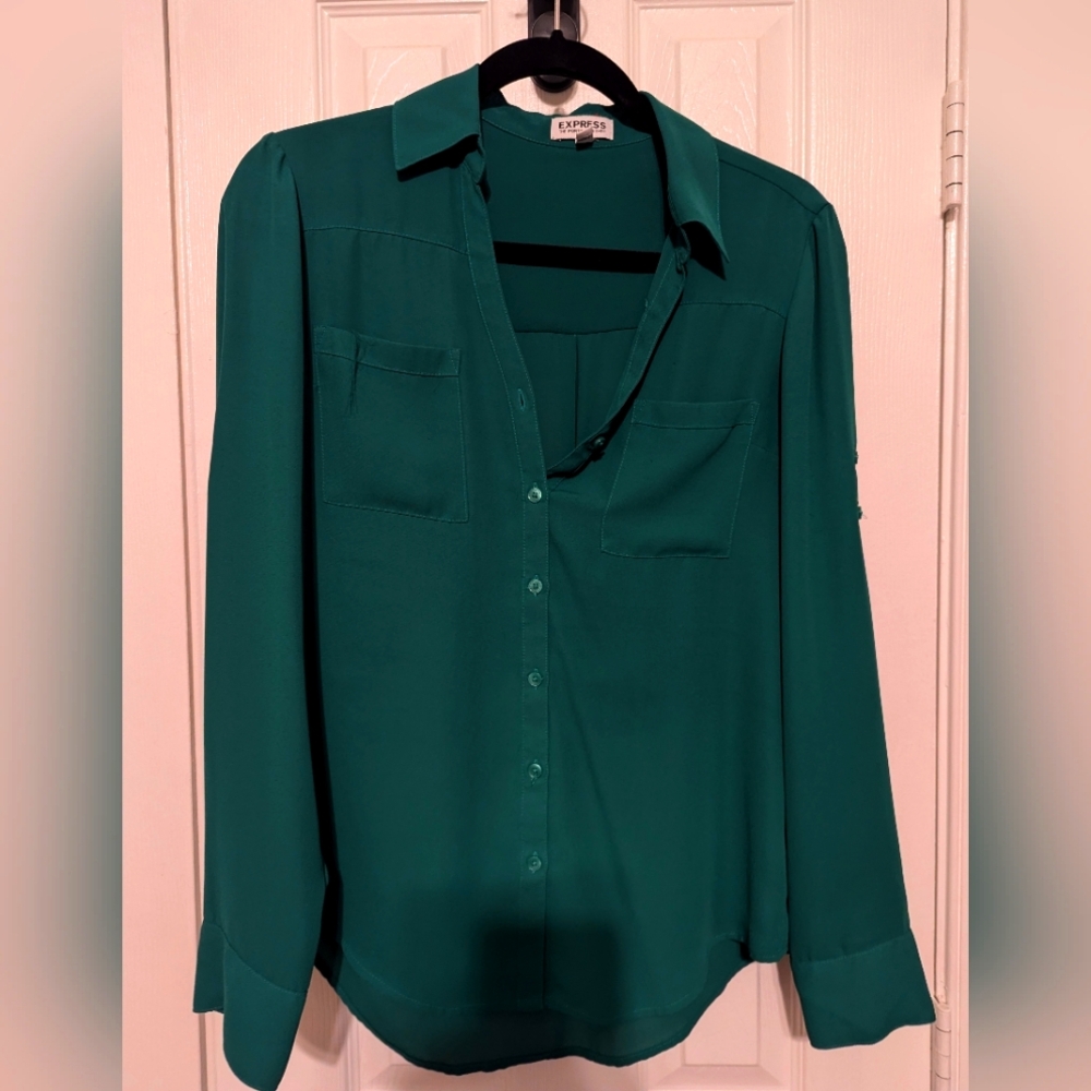 Green button down blouse, Express, Small
